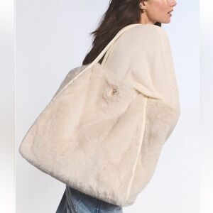 NWT Victoria’s Secret white / cream faux fur tote